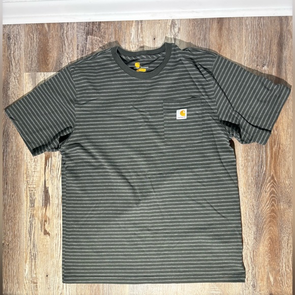 Carhartt Original Fit Short Sleeve Shirt Black Stripe Size Large - Picture 2 of 5